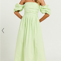 Showpo Annie Midi Dress - Off The Shoulder Ruffle Sleeve Pleated Dress