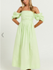 Showpo Annie Midi Dress - Off The Shoulder Ruffle Sleeve Pleated Dress