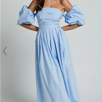 Showpo Annie Midi Dress - Off The Shoulder Ruffle Sleeve Pleated Dress