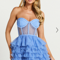 Showpo Amalie The Label - Meredith Strapless Tulle Tiered Bustier Mini Dress in Blue