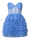 Showpo Amalie The Label - Meredith Strapless Tulle Tiered Bustier Mini Dress in Blue