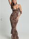 Showpo Riley Maxi Dress - Asymmetric Ruffle Detail Maxi Dress in Tonal Leopard