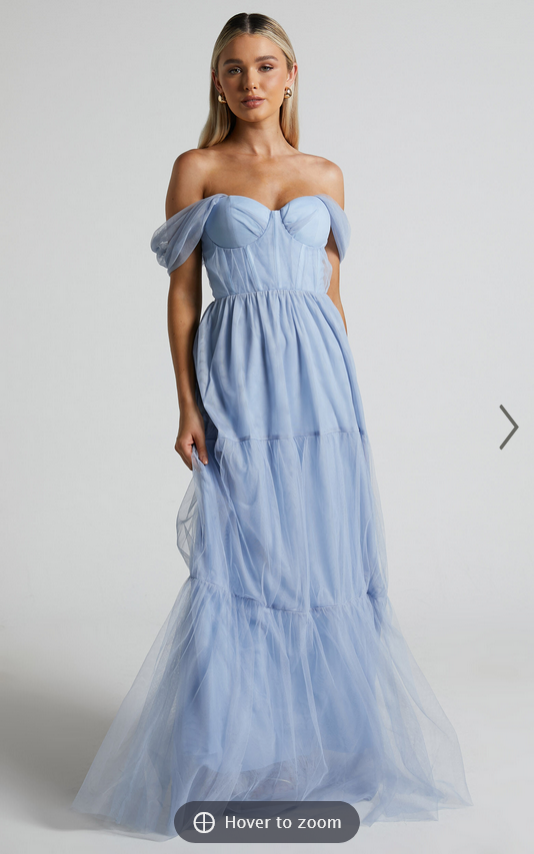 Showpo Ontario Maxi Dress - Off Shoulder Corset Bodice Tulle Dress