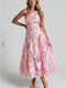 Showpo Lettie Midi Dress - One Shoulder Tiered Dress in Blurred Rose