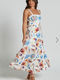 Showpo Lani Maxi Dress - Wavy Strap and Neck A Line Dress in Blue and Yellow Print