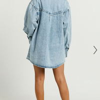 Showpo Amalie The Label - Herrera Recycled Cotton Denim Dress in Mid Blue Wash