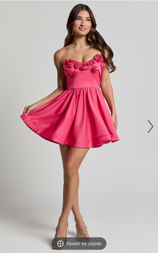 Showpo Angeletta Mini Dress - Sweetheart Rosette Detail Fit & Flare