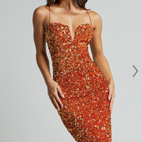 Showpo Rayner Midi Dress - V Bar Sequin Bodycon Dress