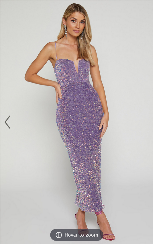 Showpo Rayner Midi Dress - V Bar Sequin Bodycon Dress