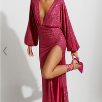 Showpo Arlington Midi Dress - Sequin Long Sleeve Dress