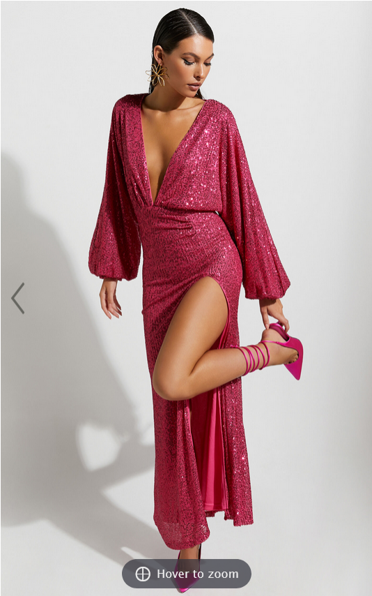 Showpo Arlington Midi Dress - Sequin Long Sleeve Dress