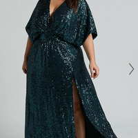 Showpo Miyah Maxi Dress - Sequin Plunge Short Sleeve Dress