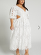 Showpo Anieshaya Midi Dress - V Neck Cut Out Lace Dress in White