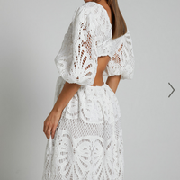 Showpo Anieshaya Midi Dress - V Neck Cut Out Lace Dress in White