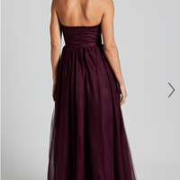 Showpo Gemma Maxi Dress - Strapless Sweetheart Tulle Fit & Flare in Aubergine