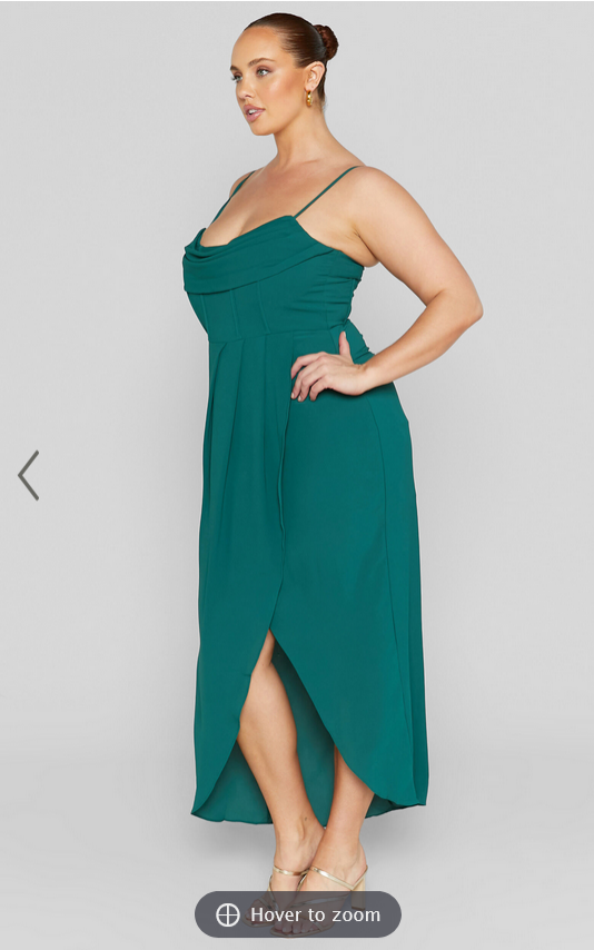 Showpo Andrina Midi Dress - High Low Wrap Corset Dress in Forest Green