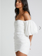 Showpo Betty Mini Dress - Off Shoulder Puff Sleeve Gathered Dress in White