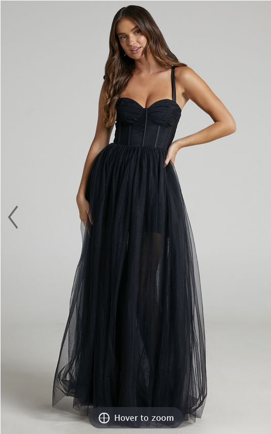 Showpo Emmary - Bustier Bodice Tulle Dress in Black