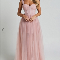 Showpo Emmary - Bustier Bodice Tulle Dress in Pink