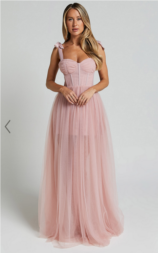 Showpo Emmary - Bustier Bodice Tulle Dress in Pink