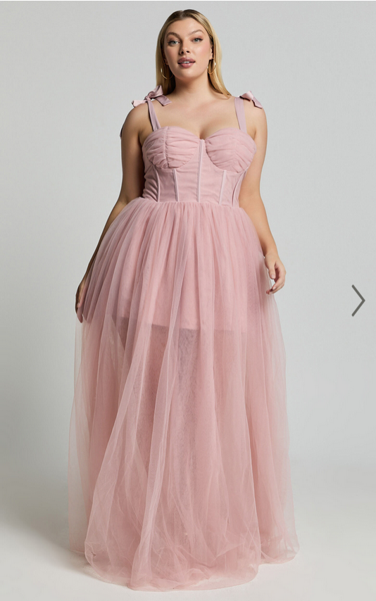 Showpo Emmary - Bustier Bodice Tulle Dress in Pink