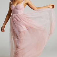 Showpo Emmary - Bustier Bodice Tulle Dress in Pink