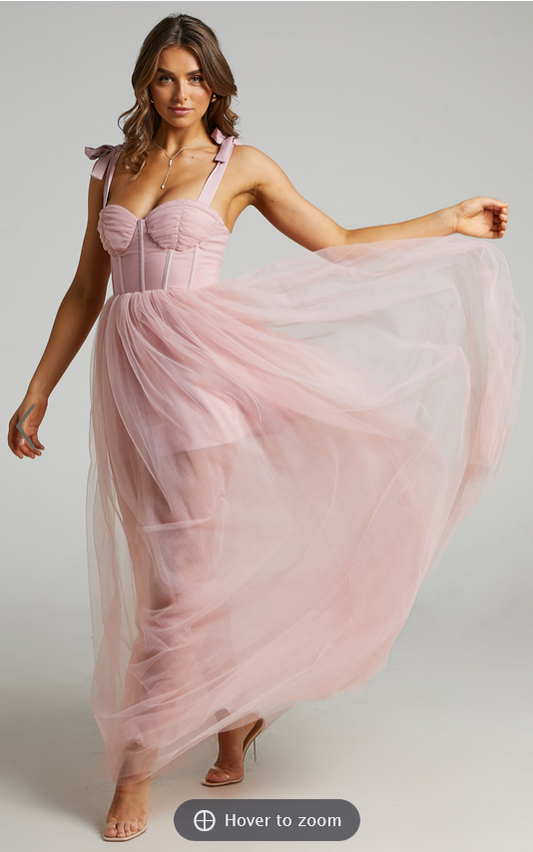 Showpo Emmary - Bustier Bodice Tulle Dress in Pink