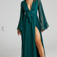 Showpo Dangerous Woman Maxi Dress - Plunge Thigh Split Dress in Emerald