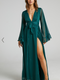 Showpo Dangerous Woman Maxi Dress - Plunge Thigh Split Dress in Emerald