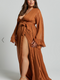 Showpo Dangerous Woman Maxi Dress - Plunge Thigh Split Dress in Rust