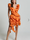 Showpo Amalie The Label - Lilou Ruffle Detail Cut Out Mini Dress in Orange