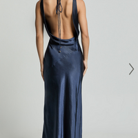 Showpo Adilah Maxi Dress - Cowl Neck Satin Dress in Navy