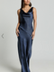 Showpo Adilah Maxi Dress - Cowl Neck Satin Dress in Navy