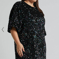 Showpo Valetta Mini Dress - Sequin low back shift dress in Midnight Blue Sequin