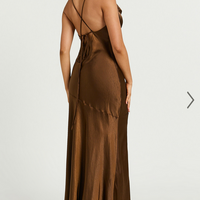 Showpo Emma Maxi Dress - Cowl Neck Front Split Dress in Chocolate