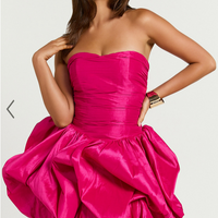 Showpo Deb Mini Dress - Ruched Strapless Bubble Hem Dress in Hot Pink