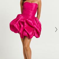 Showpo Deb Mini Dress - Ruched Strapless Bubble Hem Dress in Hot Pink