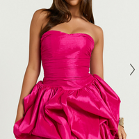 Showpo Deb Mini Dress - Ruched Strapless Bubble Hem Dress in Hot Pink