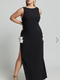 Showpo Bernice Maxi Dress - Low Back Side Split Bow Detail Dress in Black