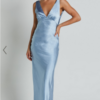 Showpo Brienne Midi Dress - Plunge Cowl Back Satin Dress