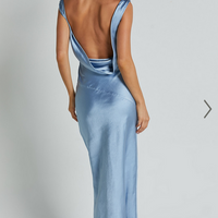 Showpo Brienne Midi Dress - Plunge Cowl Back Satin Dress