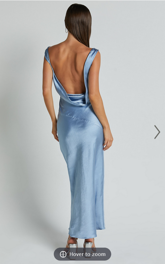 Showpo Brienne Midi Dress - Plunge Cowl Back Satin Dress