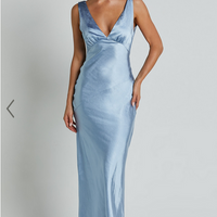 Showpo Brienne Midi Dress - Plunge Cowl Back Satin Dress