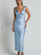 Showpo Brienne Midi Dress - Plunge Cowl Back Satin Dress