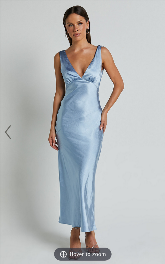 Showpo Brienne Midi Dress - Plunge Cowl Back Satin Dress