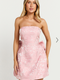 Showpo Wynn Mini Dress - Strapless Ribbon Back Detail Dress in Pink