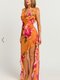 Showpo Theadore Maxi Dress - One Shoulder Asymmetric Hem Dress in Tropical Sunset