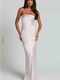 Showpo Charlita Maxi Dress - Strapless Cowl Back Satin Dress in Pale Pink