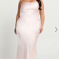 Showpo Charlita Maxi Dress - Strapless Cowl Back Satin Dress in Pale Pink