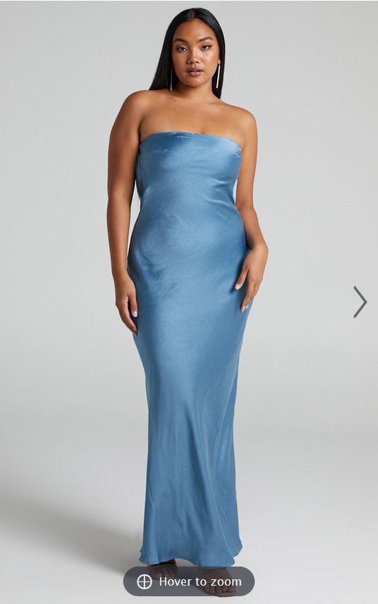 Showpo Charlita Maxi Dress - Strapless Cowl Back Satin Dress